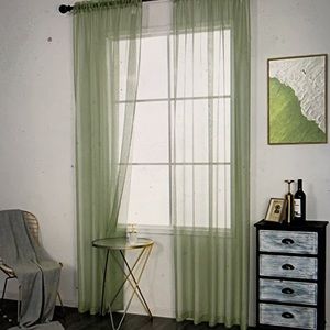 DUALIFE Sage Green Sheer Curtains